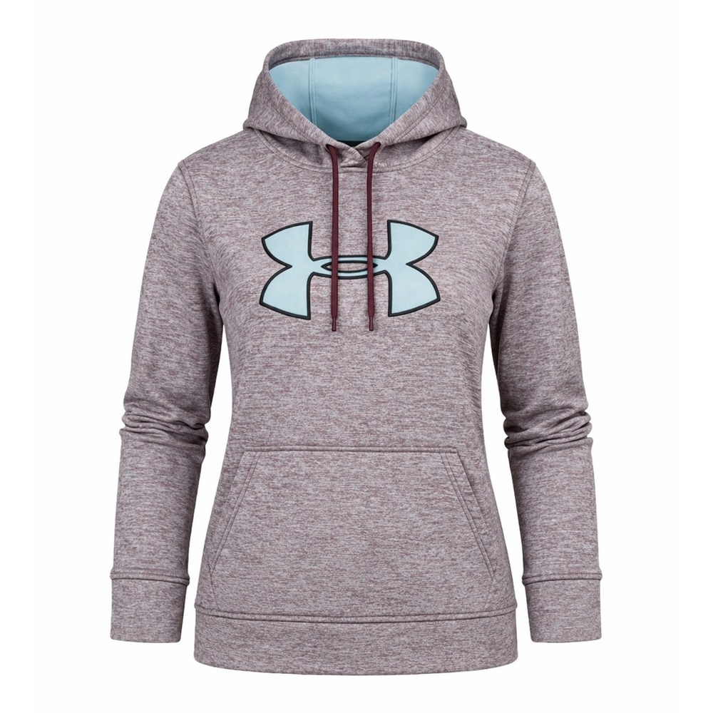 Under Armour Women Small Loose Fit Hoodie Heathered Red Logo pullover Activewear